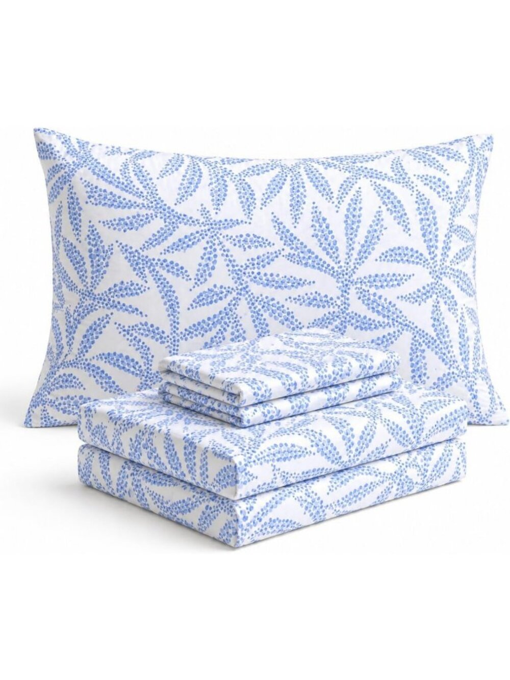 Floral Blue Queen Sheet Set - Super Soft 4-Piece Bedding, Deep Pocket Fitted